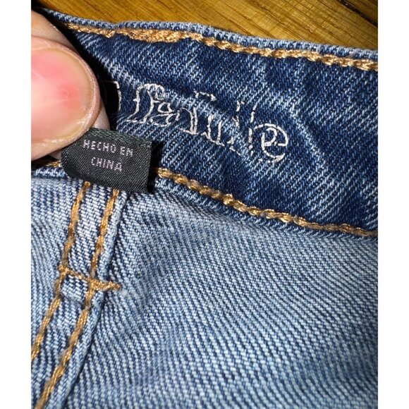 Mid-Rise Straight-Leg Recycled Blue‎ Denim Jeans With Raw Hem Wild Fable Size 14 - Picture 3 of 9